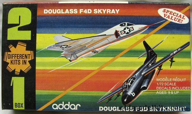 Addar F3D Skyknight and F4D Skyray - 2 in 1 (Ex-Aurora/Comet), 901 plastic model kit